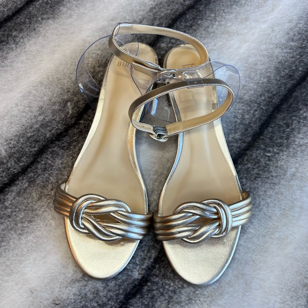 Alexandre Birman Vicky Gold Leather Flat Sandals